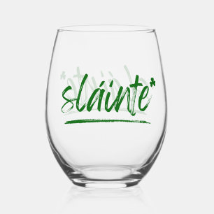 Proost Irish Sláinte Wine Glass - Groen Wijnglas Zonder Voet