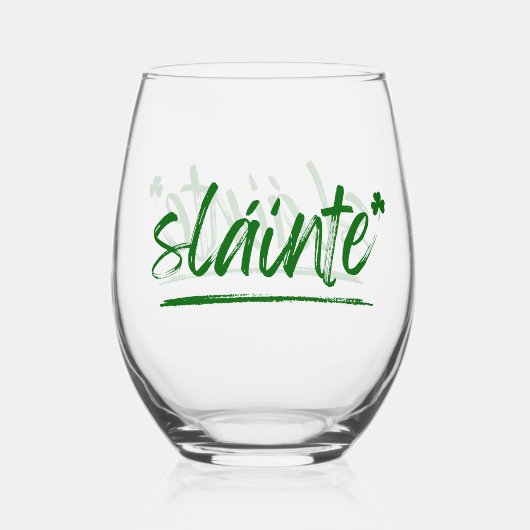 Proost Irish Sláinte Wine Glass - Groen Wijnglas Zonder Voet (Voorkant)