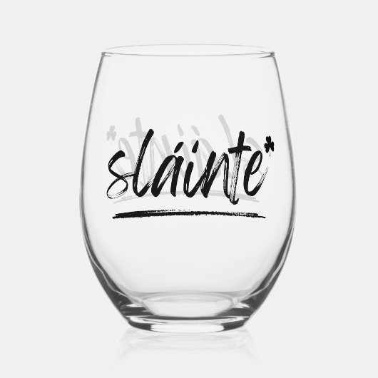 Proost Irish Sláinte Wine Glass Wijnglas Zonder Voet (Voorkant)