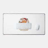 Proost Kerst Oranje Kat Kerstman Hoed Drinkt Ginge Bureaumat (Keyboard & Muis)