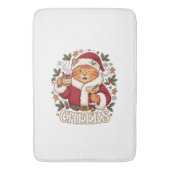 Proost Kerst Oranje Kat Santa Hoed Drinkt Ginge Badmat (Voorkant Verticaal)