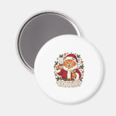 Proost Kerst Oranje Kat Sinterklaas Hoed Drinkt Gi Magneet (Voorkant / Achterkant)
