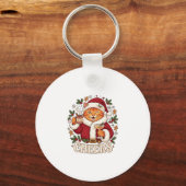 Proost Kerst Oranje Kat Sinterklaas Hoed Drinkt Gi Sleutelhanger (Voorkant)
