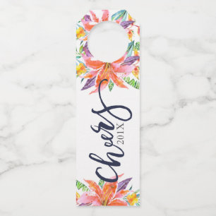 Proost Kerst Typografie Tropische bloemen Flessenhanger