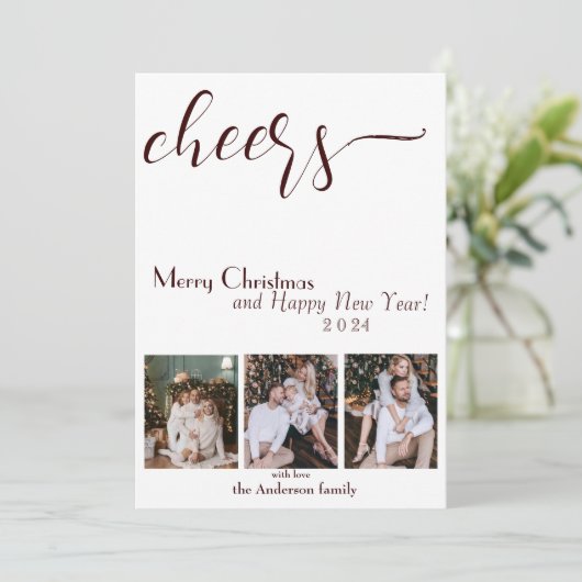 Proost! Kerstmis Modern Script Kerstkaart Kaart (Staand voorkant)