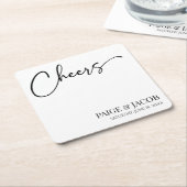 Proost Klassieke moderne minimalistische bruiloft Kartonnen Onderzetters (Schuin)