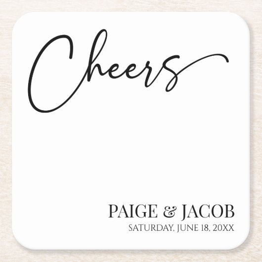 Proost Klassieke moderne minimalistische bruiloft Kartonnen Onderzetters (Voorkant)