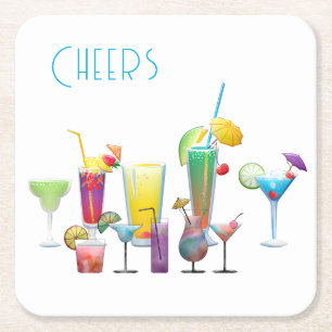 Proost, Kleurrijke Cocktails Leuk  Kartonnen Onderzetters