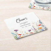 Proost Kleurrijke Wildflowers Elegant Wedding Kartonnen Onderzetters (Schuin)