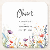 Proost Kleurrijke Wildflowers Elegant Wedding Kartonnen Onderzetters (Voorkant)