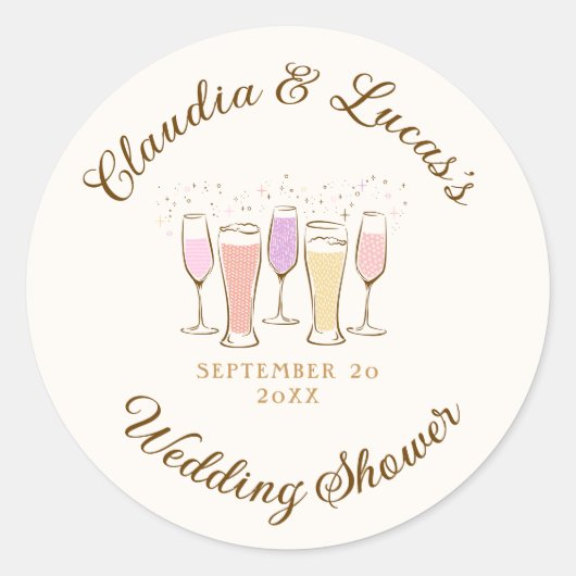 Proost koppels gemengde trouwfeest borrel ronde sticker (Voorkant)