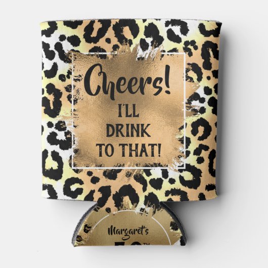 Proost Leopard Animal Print Verjaardag Blikjeskoeler (Voorkant)