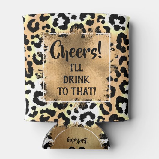 Proost Leopard Animal Print Verjaardag Blikjeskoeler (Achterkant)