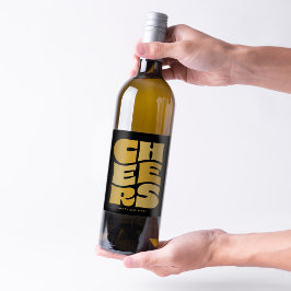 Proost leuk funky zwart goud retro Nieuwjaar Wijn Etiket