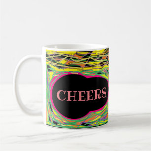 Proost leuke stripey wiggly design pastels drink koffiemok