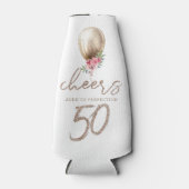 Proost Luxe Ballon Glitter 50ste verjaardag Flesjeskoeler (Voorkant)