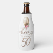 Proost Luxe Ballon Glitter 50ste verjaardag Flesjeskoeler (Fles Voorkant)