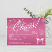 Proost martini roze schitterende bubbel viering kaart (Staand voorkant)