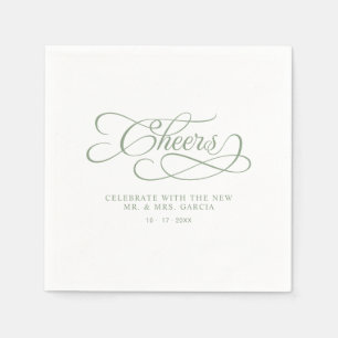 Proost meneer & mevrouw Elegant Wedding Sage Green Servet