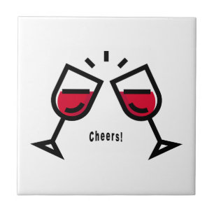Proost Met Cute Rode Wijn Glazen Ontwerp Tegeltje