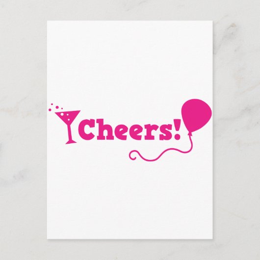 Proost! met feestballon en cocktailglas briefkaart (Voorkant)