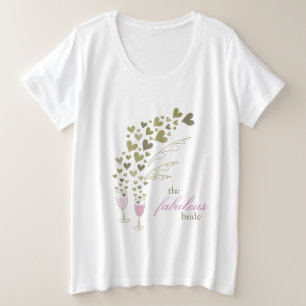 Proost met Roze Champagne & Gouden Harten Fantasti Grote Maat T-shirt