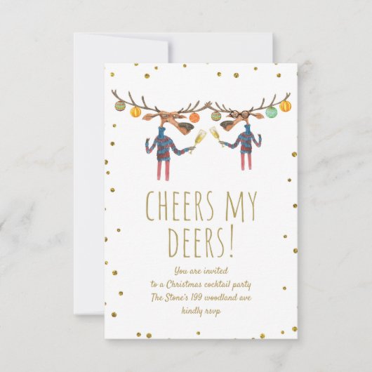 Proost mijn herten feestelijke kerstfeest cocktail kaart (Voorkant)
