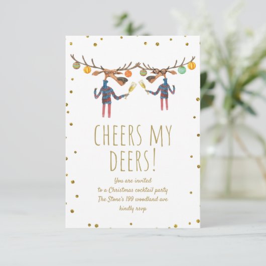 Proost mijn herten feestelijke kerstfeest cocktail kaart (Staand voorkant)