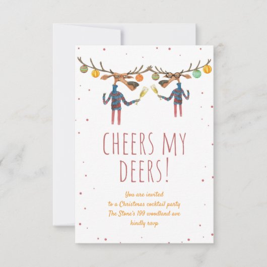 Proost mijn herten op de winter kerstcocktail part kaart (Voorkant)