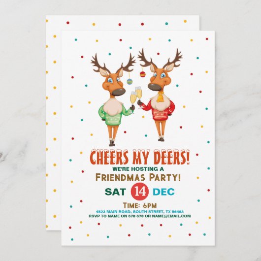 Proost mijn herten rendier freindmas kerstfeest kaart (Voorkant / Achterkant)