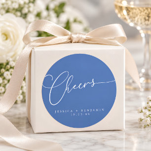 Proost Minimaal Frans Blauw Schrift Aangepast Huwe Ronde Sticker
