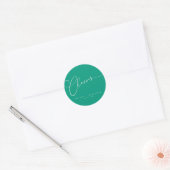 Proost Minimal Emerald Script Aangepaste Trouwdag Ronde Sticker (Envelop)