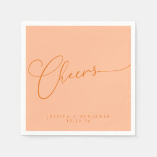 Proost Minimal Perzik Oranje Script Huwelijkswens Servet