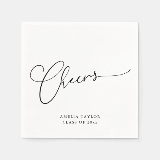 Proost Minimal Zwart Wit Script Afstudeerfeest Servet (Voorkant)