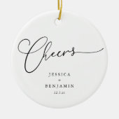 Proost Minimal Zwart Wit Script Trouwdag Keramisch Ornament (Voorkant)