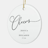 Proost Minimal Zwart Wit Script Trouwdag Keramisch Ornament (Links)
