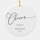 Proost Minimal Zwart Wit Script Trouwdag Keramisch Ornament (Achterkant)