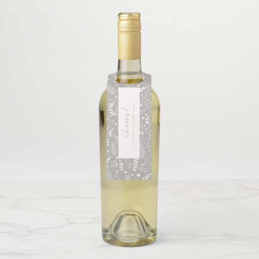 Proost minimalistisch grijs hulstpatroon flessenhanger (Op fles)