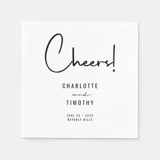 Proost Minimalistisch Modern Script Bruiloft Servet (Voorkant)