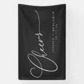 Proost Minimalistisch Zwart Script Elegant Huwelij Spandoek (Verticaal)
