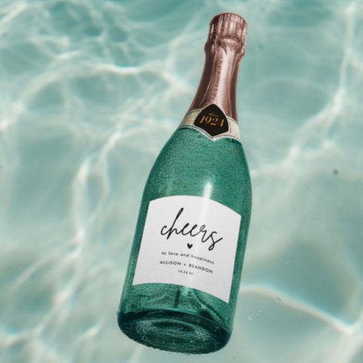 Proost Minimalistische Aangepaste Trouw Sparkling Wijnetiket