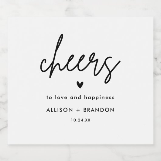 Proost Minimalistische Aangepaste Trouw Sparkling Wijnetiket (Enkel label)