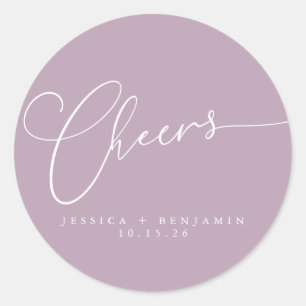Proost Minimalistische Lila Schrift aangepast huwe Ronde Sticker