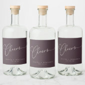 Proost Minimalistische Plum Script Trouw Likeurfles Etiket (Flessen)