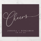 Proost Minimalistische Plum Script Trouw Likeurfles Etiket (Enkel label)