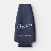 "Proost" Modern Script Navy Blue Flesjeskoeler (Voorkant)