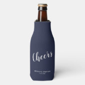 "Proost" Modern Script Navy Blue Flesjeskoeler (Fles Voorkant)