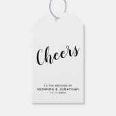 'Proost' Modern Script Wedding Wine Gift Labels Cadeaulabel (Voorkant)