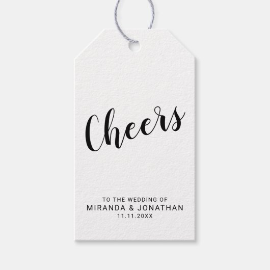 'Proost' Modern Script Wedding Wine Gift Labels Cadeaulabel (Voorkant)