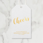 'Proost' Modern Script Wedding Wine Gold Cadeaulabels (Voorkant)